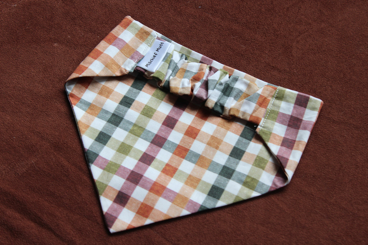 Fall Colored Checkered Scrunchie Bandana