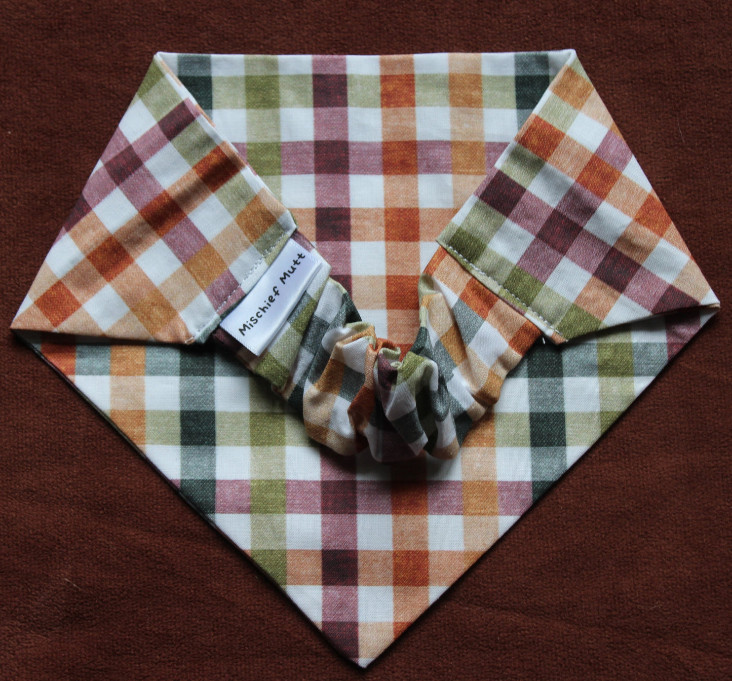 Fall Colored Checkered Scrunchie Bandana