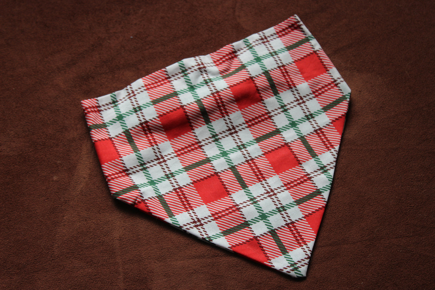 Red, White and Green Plaid Scrunchie Bandana