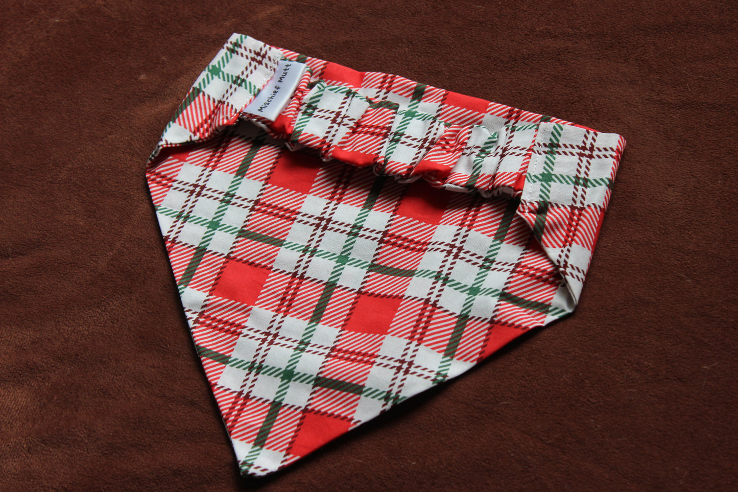 Red, White and Green Plaid Scrunchie Bandana