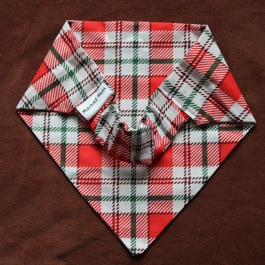 Red, White and Green Plaid Scrunchie Bandana