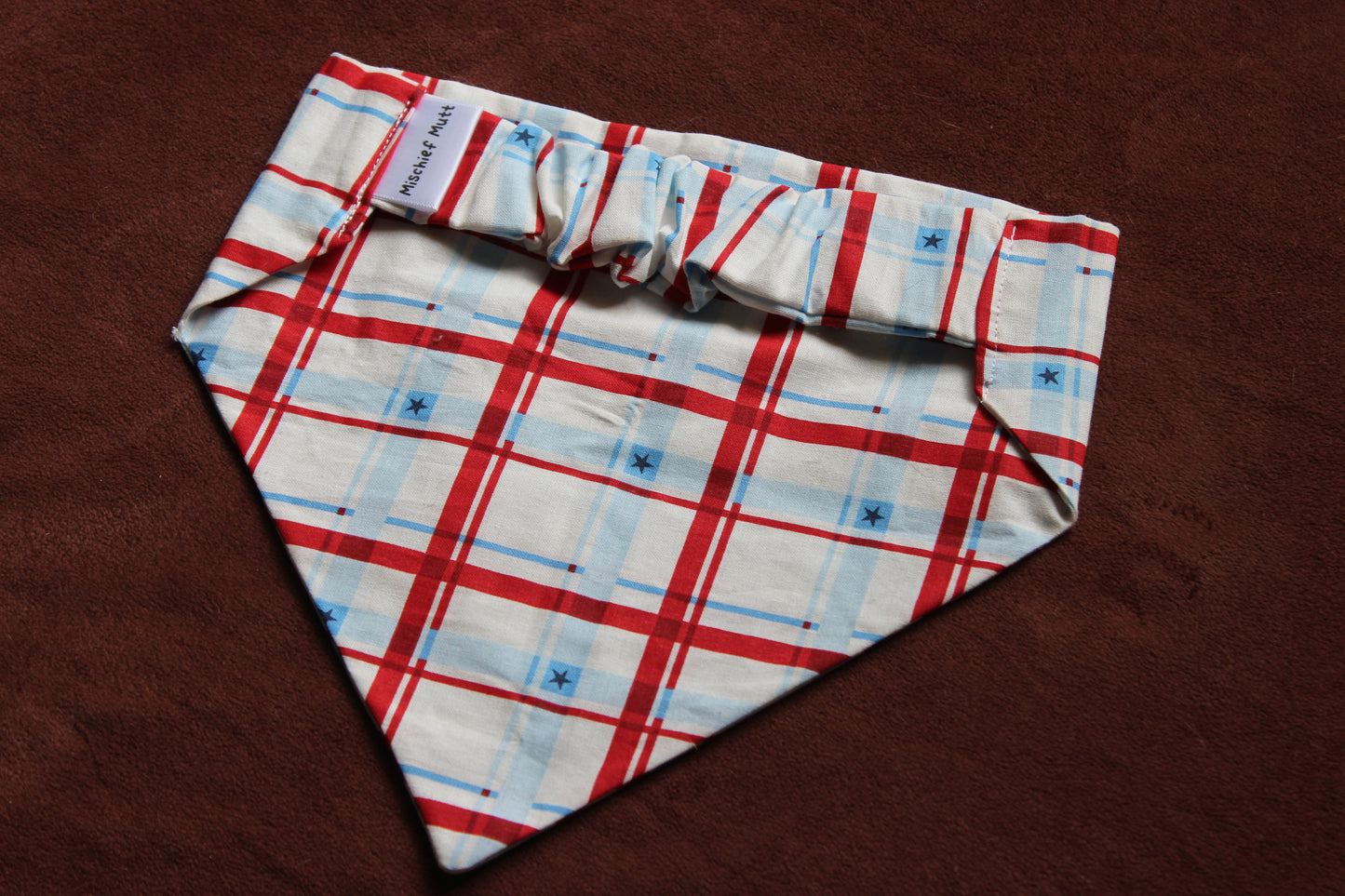 Checkered Patriotic Scrunchie Dog Bandana