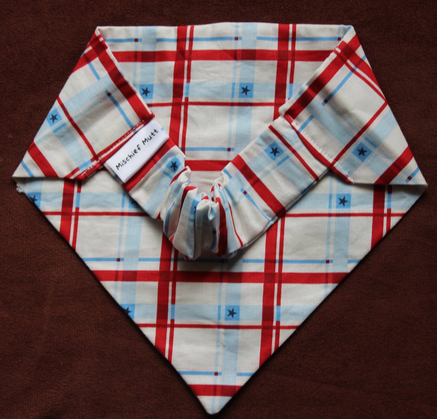 Checkered Patriotic Scrunchie Dog Bandana