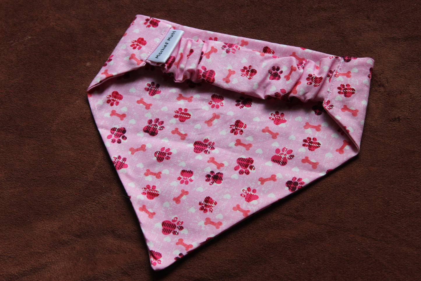 Pink Paw Print Scrunchie Dog Bandana