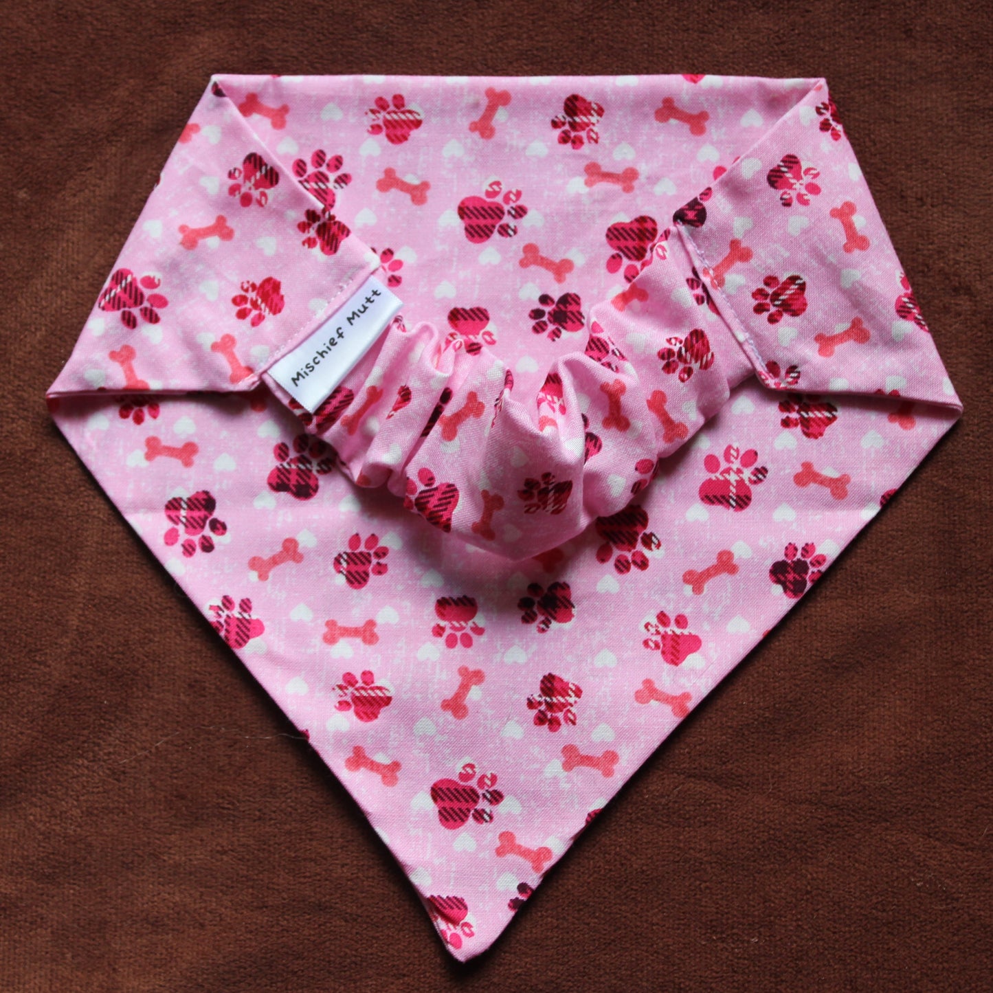 Pink Paw Print Scrunchie Dog Bandana