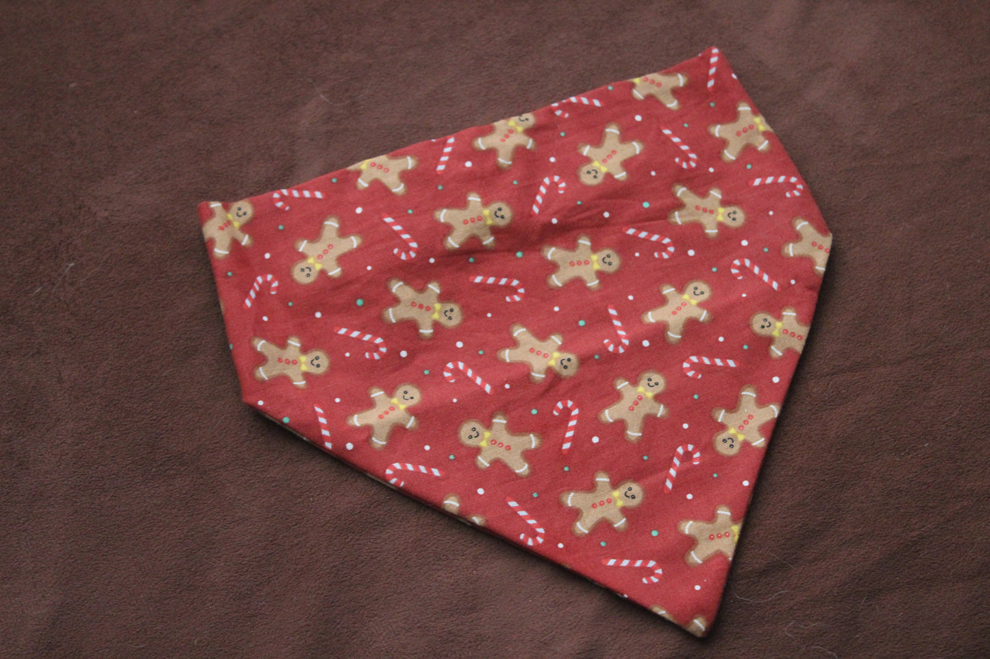 Red Gingerbread Cookie Scrunchie Dog Bandana